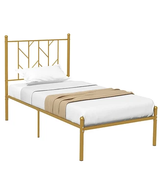 Gymax Twin Size Platform Bed Frame Heavy-duty Metal Bed Frame w/Sturdy Metal Slat Support