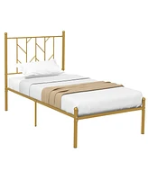 Gymax Twin Size Platform Bed Frame Heavy-duty Metal Bed Frame w/Sturdy Metal Slat Support