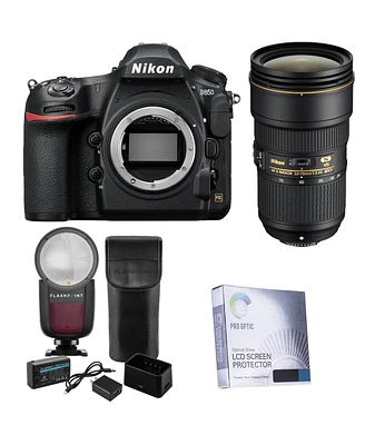 Nikon D850 Dslr Camera, Bundle with 24-70mm f/2.8E Ed Af-s Nikkor Vr Lens, Zoom Li-on X R2 Ttl On-Camera Flash