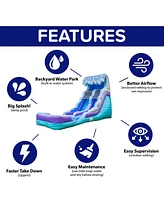 HeroKiddo Ocean Wave 16' Commercial Grade Inflatable Water Slide with Attached Pool and Drainage for Kids and Adults (with Blower), Outdoor Indoor, Bi