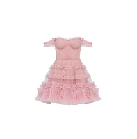 Milla Women's Flirty ruffled tulle mini dress misty rose