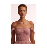 Milla Women's Flirty ruffled tulle mini dress misty rose