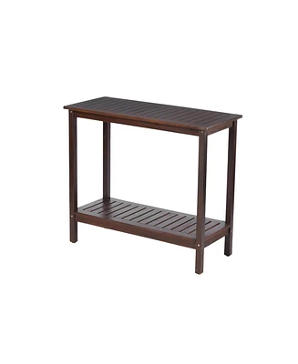 Wooden Workstation for Garden Balcony Garage, Acacia Console Potting Table Brown