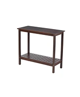 Wooden Workstation for Garden Balcony Garage, Acacia Console Potting Table Brown