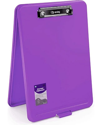 Clipboard with Storage Pink, Letter Size Storage Clipboard with Compartments Case for Nurse Teachers Plastic Translucent Holds 100 Sheets Also Avail.