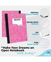 Composition Notebooks Wide Ruled Paper, Colored Marble Composition Notebook Covers, 100 Sheets (200 pages) Composition Books, Wide Ruled, Pink -Red