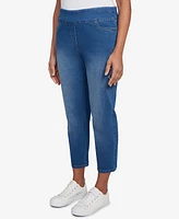 Alfred Dunner Petite El Paso Floral Vine Embroidered Denim Ankle Pants