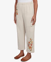 Alfred Dunner Petite Copper Canyon Floral Embroidered Ankle Pants