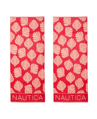 Nautica Seashell Seashore Jacquard Beach Towel Set, 68" X 36"