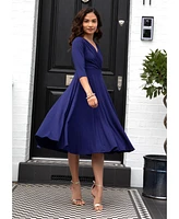 Alie Street London Women's Annie V-Neck 3/4 Sleeve Midi Dress