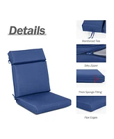 Aoodor 4Pcs Outdoor Cartridge High Back Dining Chair Cushion Set, Fade and Water Resistant Polyester Fabric Cover with Ties Zipper