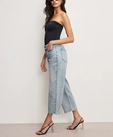 Good American Women's Crystal Stars 90s Cropped Jeans