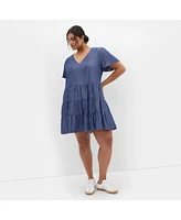 City Chic Plus Denim Tier Dress