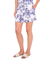 CeCe Women's Cotton Toile de Joy-Print Drawstring Shorts
