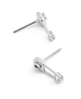 Coach Rhodium Signature Safety Pin Stud Earrings