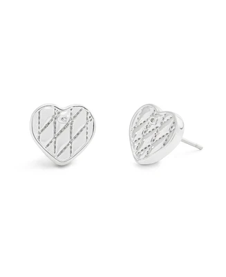 Coach Signature Quilted Heart Bag Stud Earrings