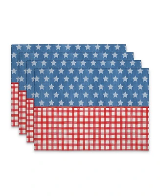 CounterArt Old Glory Gingham Premier Fabric Placemats, Set of 4