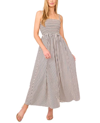 CeCe Women's Smocked Tie Strap Maxi Dress