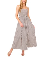 CeCe Women's Smocked Tie Strap Maxi Dress