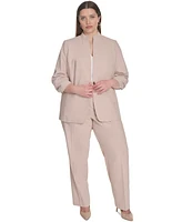 Calvin Klein Plus Novelty 3/4-Sleeve One-Button Jacket