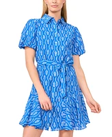 CeCe Women's Flowy Tie Waist Shirt Dress