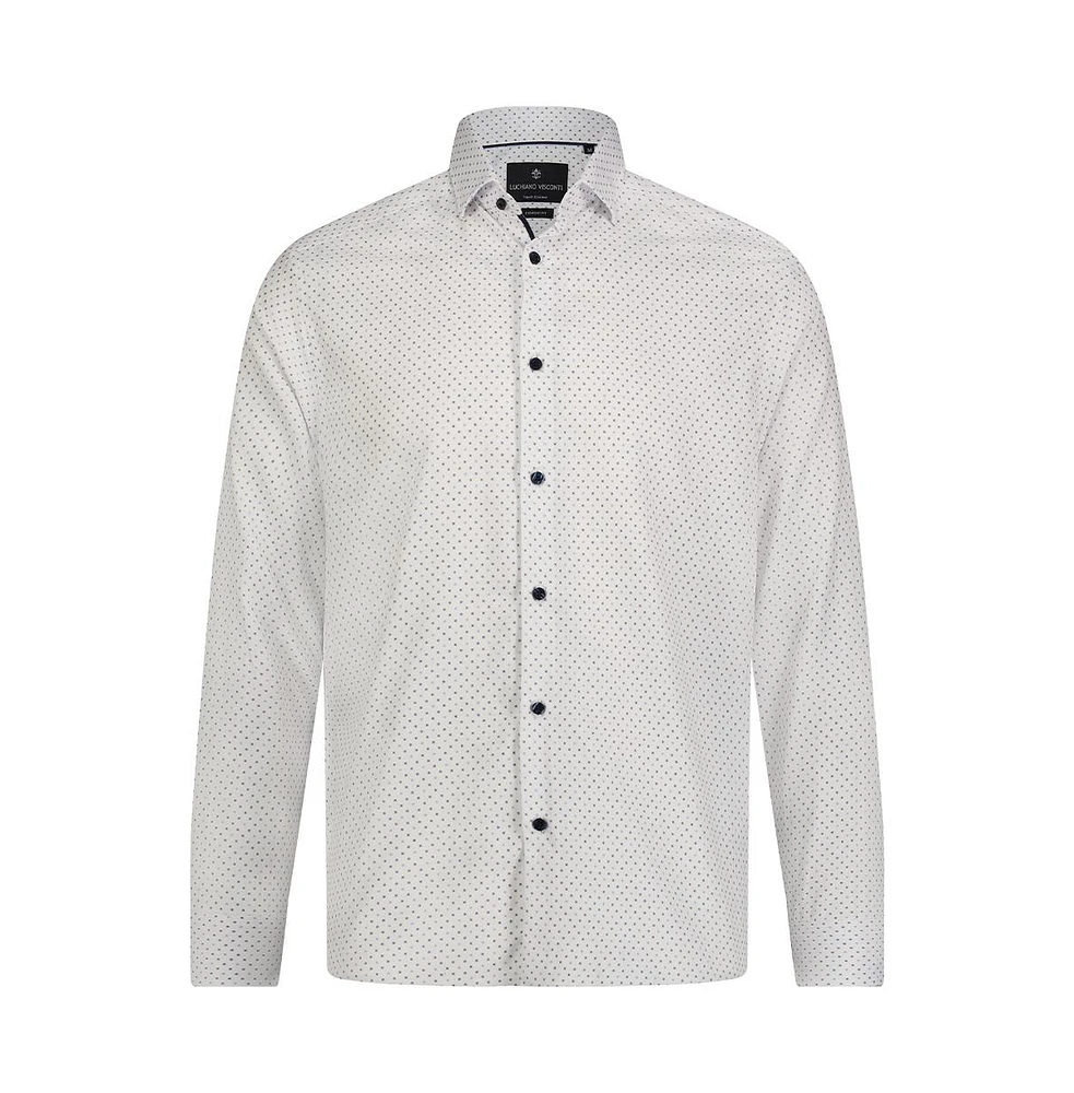 Luchiano Visconti Men's White shirt with Multi blue dot print