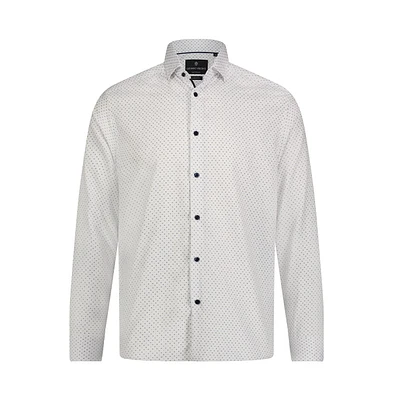 Luchiano Visconti Men's White shirt with Multi blue dot print