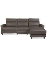 Thandler 3-Pc. Leather Chaise Sectional with 1 Drop Down Table, Exclusively at Macy's
