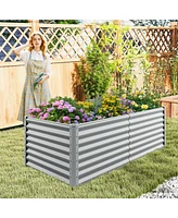 6 x 3 x 2 Feet Metal Rectangular Raised Garden Bed with Open Bottom Design