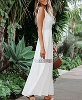 Cupshe Women's Ethereal Lace Trim Maxi Beach Dress