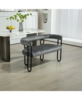 Modern Loveseat 2 Seater Sofa Chenille Fabric Couch with Arms and Metal Legs for Living Room, Home Office, Studio (Gray Chenille)