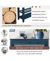 Mid-Century Navy Blue Console Sofa Table