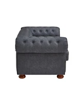 Classic Chesterfield Sofa Loveseat for Living Room Grey Faux Leather