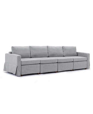 4 Seat Module Sectional Sofa Couch, Cushion and Back Cushion Removable and Washable,Light Grey