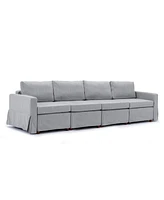 4 Seat Module Sectional Sofa Couch, Cushion and Back Cushion Removable and Washable,Light Grey