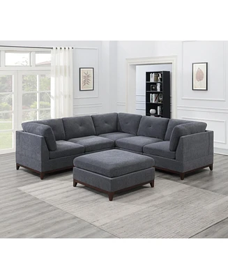 6-piece Chenille Modular Sectional with Ottoman