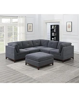 6-piece Chenille Modular Sectional with Ottoman