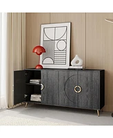 Modern Lacquered 4 Door Wooden Cabinet Sideboard Buffet Server Cabinet Storage Cabinet, for Living Room, Entryway, Hallway, Office, Kitchen and Dining