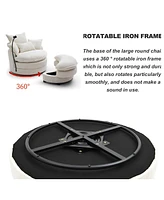 Modern Comfy Circle Lounge Chair with 360 Swivel (Beige)
