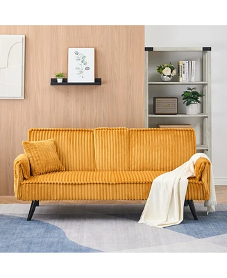 Minimalist style, straight-line corduroy sofa suitable for sitting and lying in the living room and bedroom