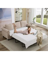 81.5" 2-in-1 Queen Convertible Sleeper Sofa Bed with Memory Foam Mattress