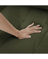 Modern Lounge Chair - Teddy Fabric Sofa with Pillow - Army Green