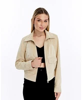 Furniq Uk Women's Cropped Suede Jacket
