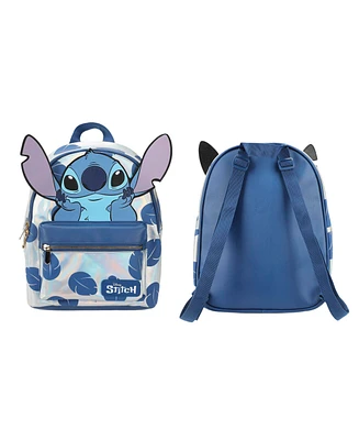Disney Stitch Blue Leaves 12.6” White Mini Backpack