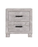 2-Drawer Distressed Nightstand – Rustic Bedside Table with Storage
