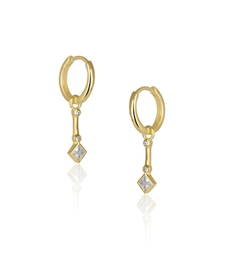 Spero London Sterling Silver Rhombus Drop Hoop Earring