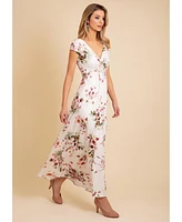 Alie Street London Women's Sophia V-Neck Short Sleeve Maxi Dress