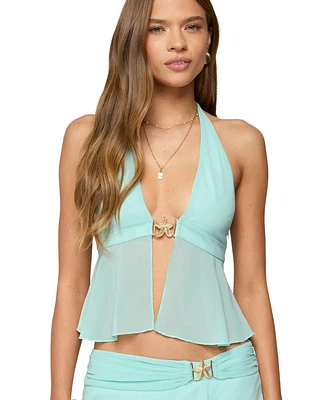 Edikted Women's Sea Star Chiffon Split Front Top