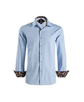 Elie Balleh Big Boys Blue Slim Fit Jacquard Dot Shirt