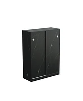 Marble black shoe cabient with sliding door have 6 layers can storage at least30 pairs shoes